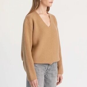 Almina Concept 100% Wool Ribbed Oversized Sweater M Camel Quiet Luxury Old Money